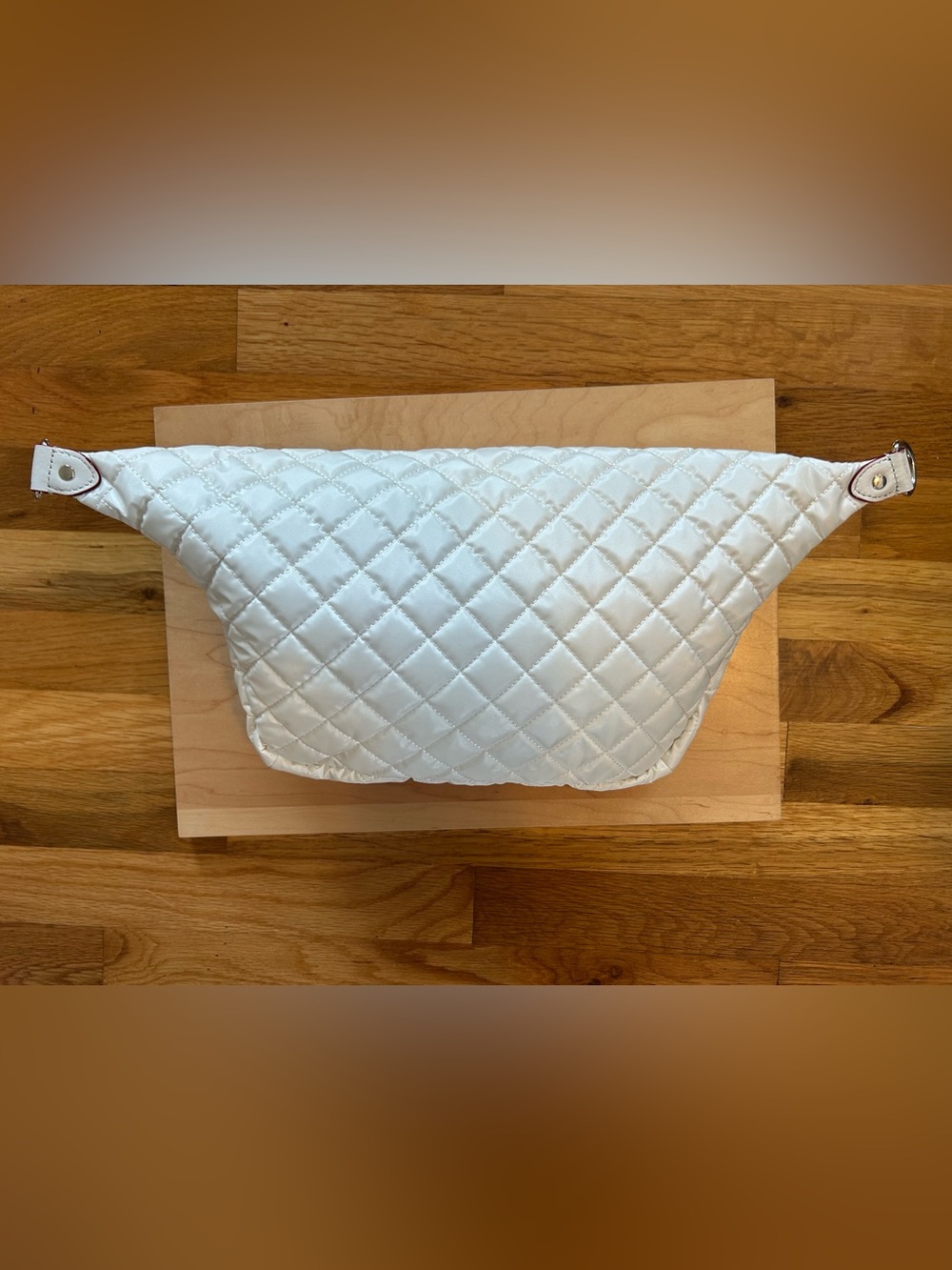 MZ Wallace White Quilted Crossbody Belt Bag with Silver Hardware - Picture 3 of 15
